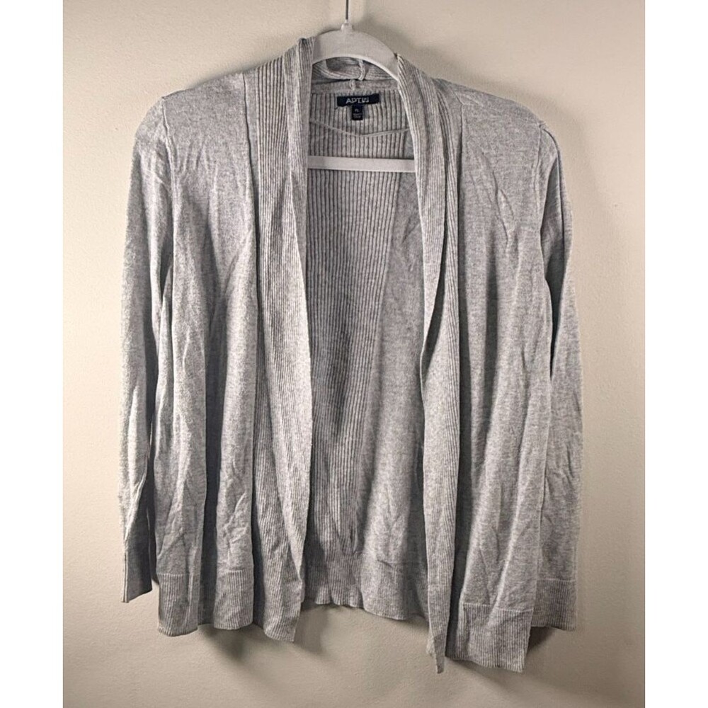 Apt. 9 Womens Gray Solid Rib-Knit Long Sleeve Sweater - Plus Size PL